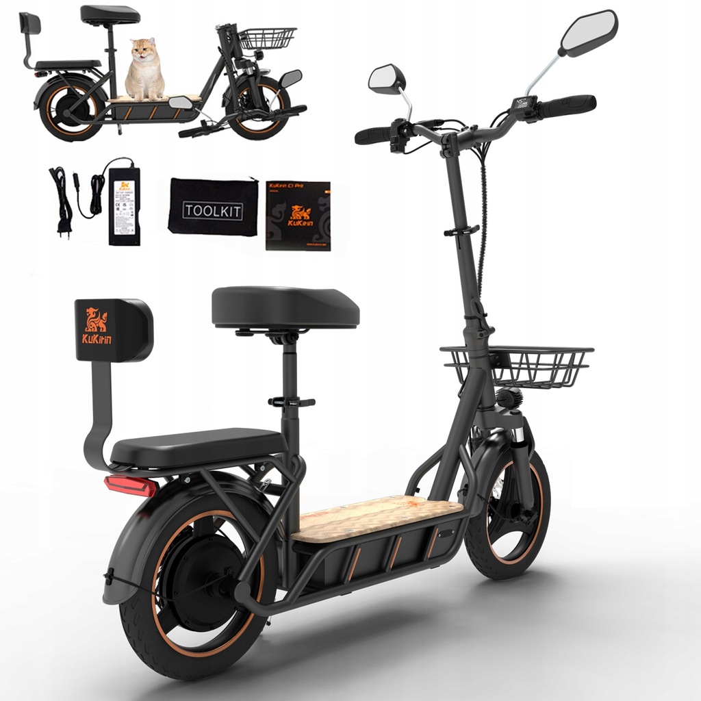 Elektryczny Składany Damski/Męski Kukirin C1 PRO 800W 48V 26AH 45KM/H 100KM