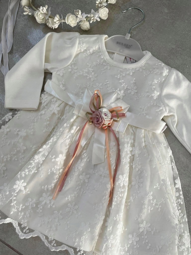 Sukienka chrzest urodziny roczek 86 biała