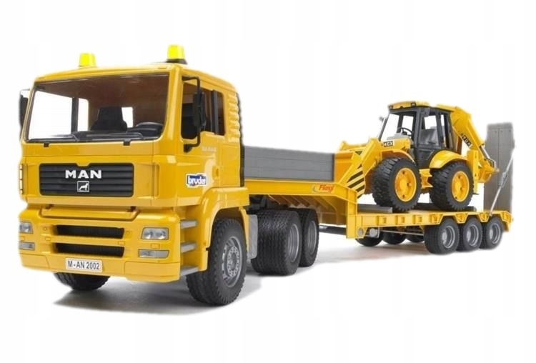 BRUDER 02776 MAN z naczepą i koparką JCB 4CX