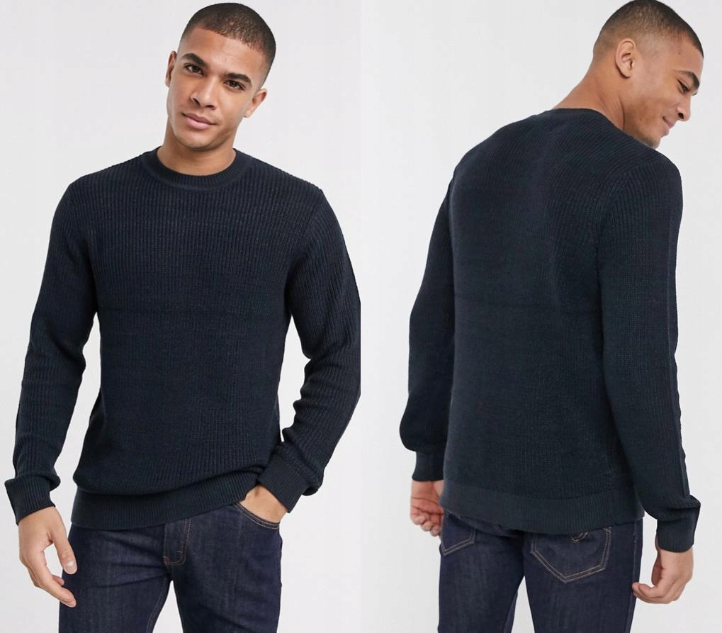 JACK&JONES GRANATOWY DZIANINOWY SWETER (M)