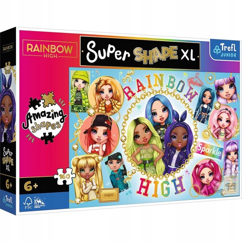 Puzzle 160 elementów XL Super Shape Kolrowe Rainbow High