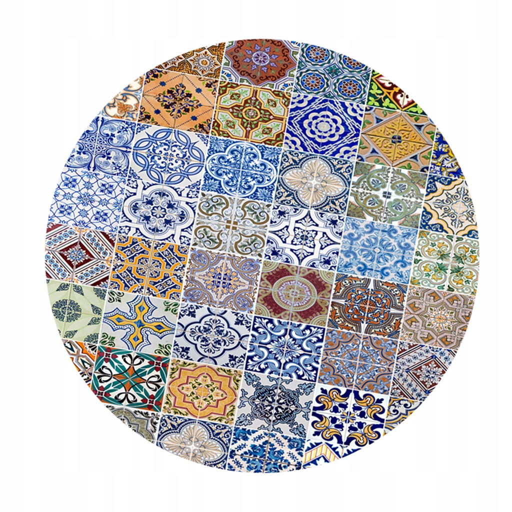 Elastic Edged Fitted Round Table Cover Tablecloth, Anti J - 150cm (60 Inch)