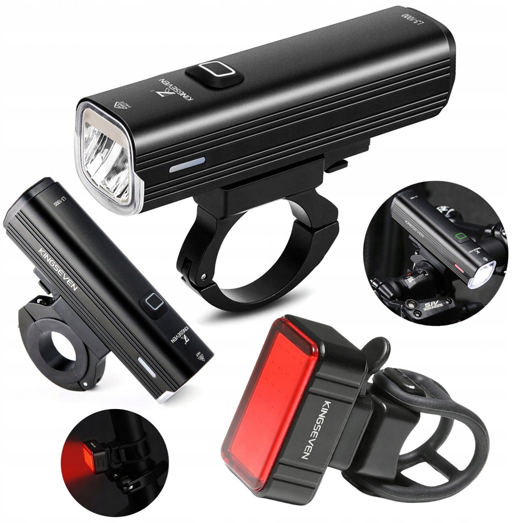 Lampka ROWEROWA Światło LED przód + tył 1000lm latarka 4800mAh ROWER MOCNA