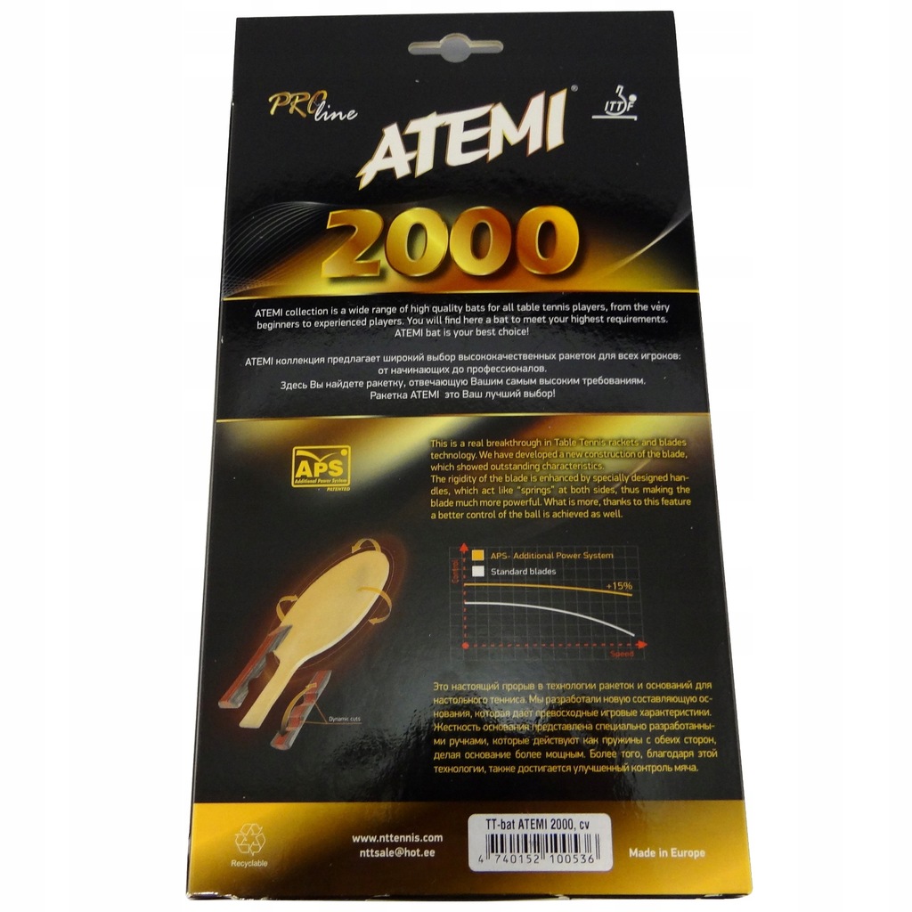 Zestaw ATEMI 2000 rakietka + pokrowiec +6 piłeczek - 6992210294 ...