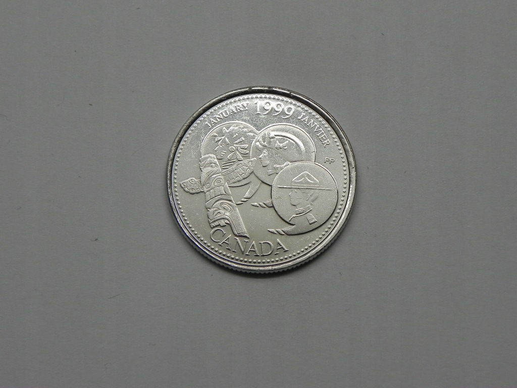 49274/ 25 CENTS 1999 KANADA MILLENIUM-STYCZEŃ 1999 ROZWÓJ KRAJU