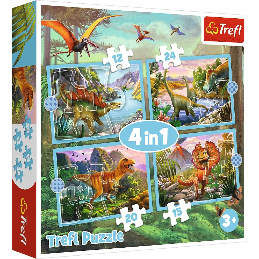 Puzzle 4w1 Trefl Wyjątkowe dinozaury 71 el.