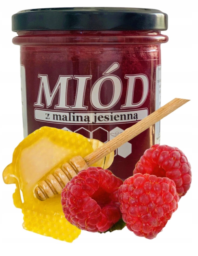 Miód mniszkowy z maliną 430g - naturalny