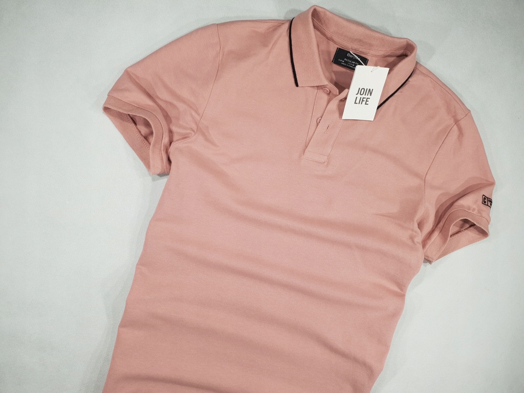 BERSHKA t-shirt polo różowy NOWY M