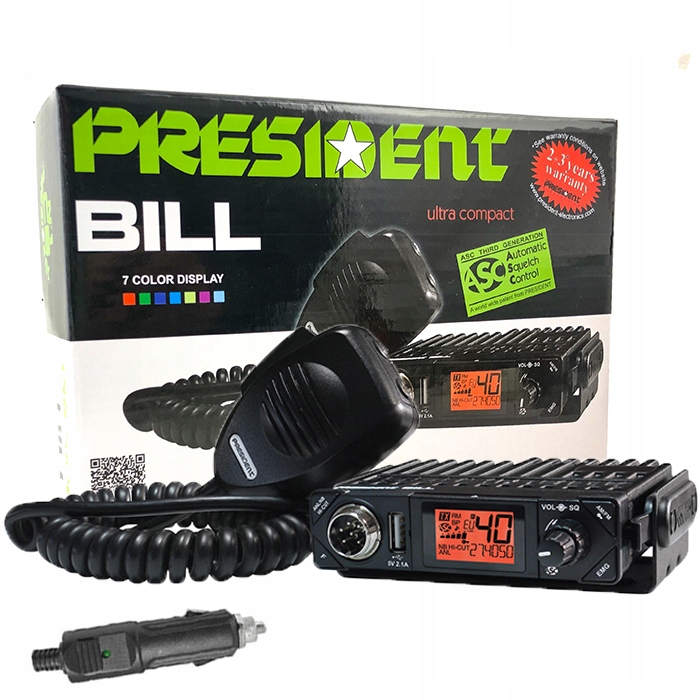 Купить CB RADIO PRESIDENT BILL ASC ANL 7 цветов AM/FM: отзывы, фото, характеристики в интерне-магазине Aredi.ru