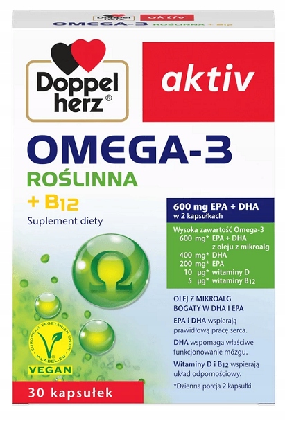 Doppelherz Omega-3 ROŚLINNA + B12, Vegan