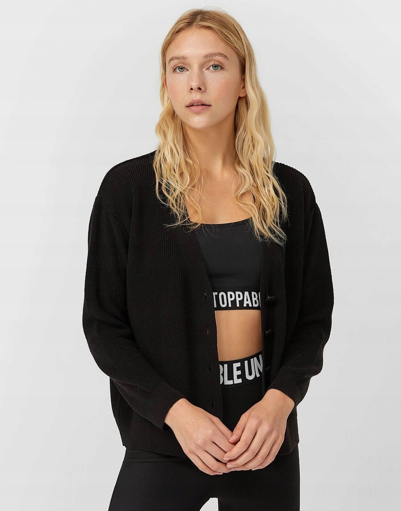 21S101 STRADIVARIUS__MM8 SWETER PRĄŻKI GUZIKI__M