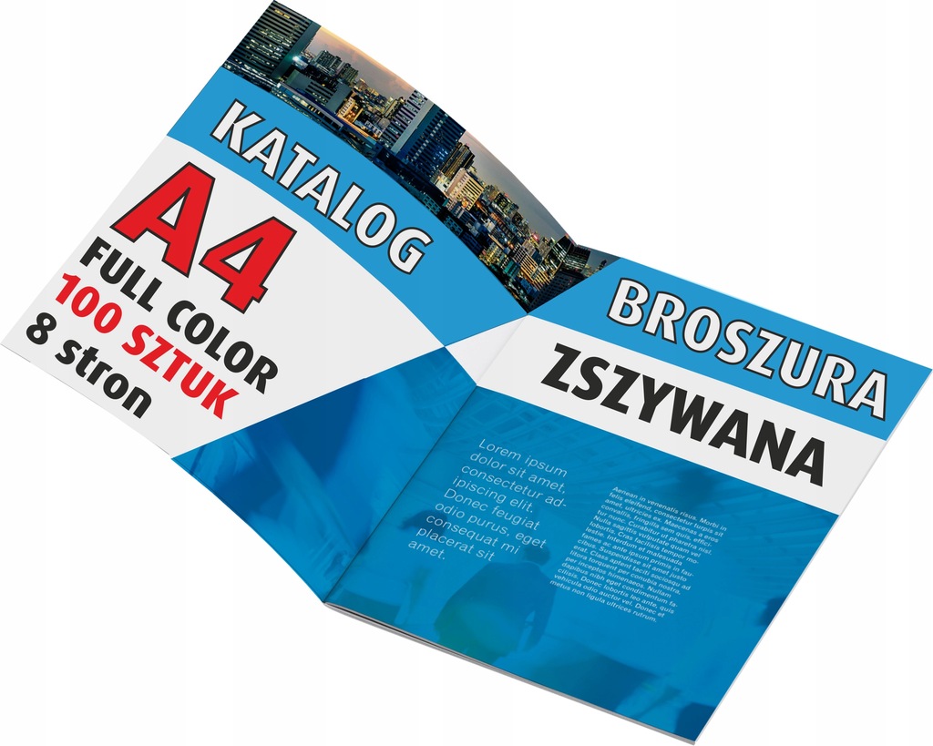 KATALOG Szyty 8 stron A4 BROSZURA FOLDER 100 sztuk