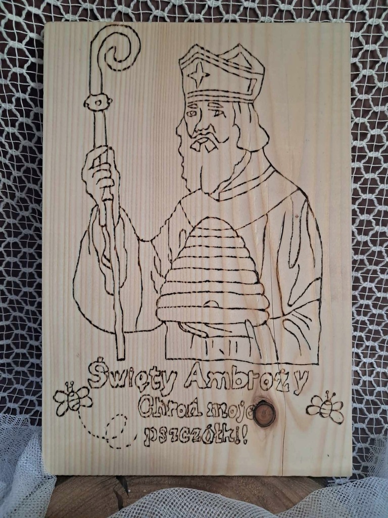 Obraz wypalany na desce Święty Ambroży
