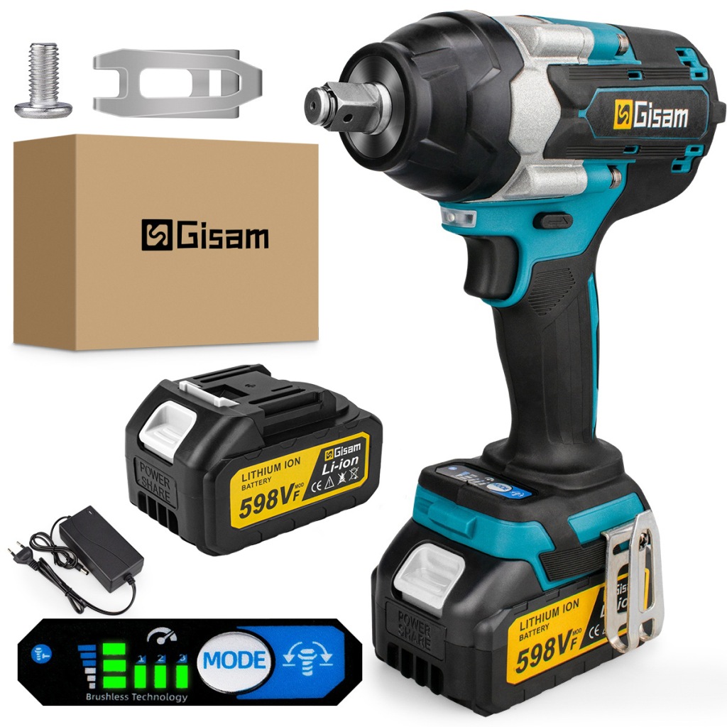 1800NM Brushless Impact Wrench 1/2" Car Repair Power Tool with 1 Battery