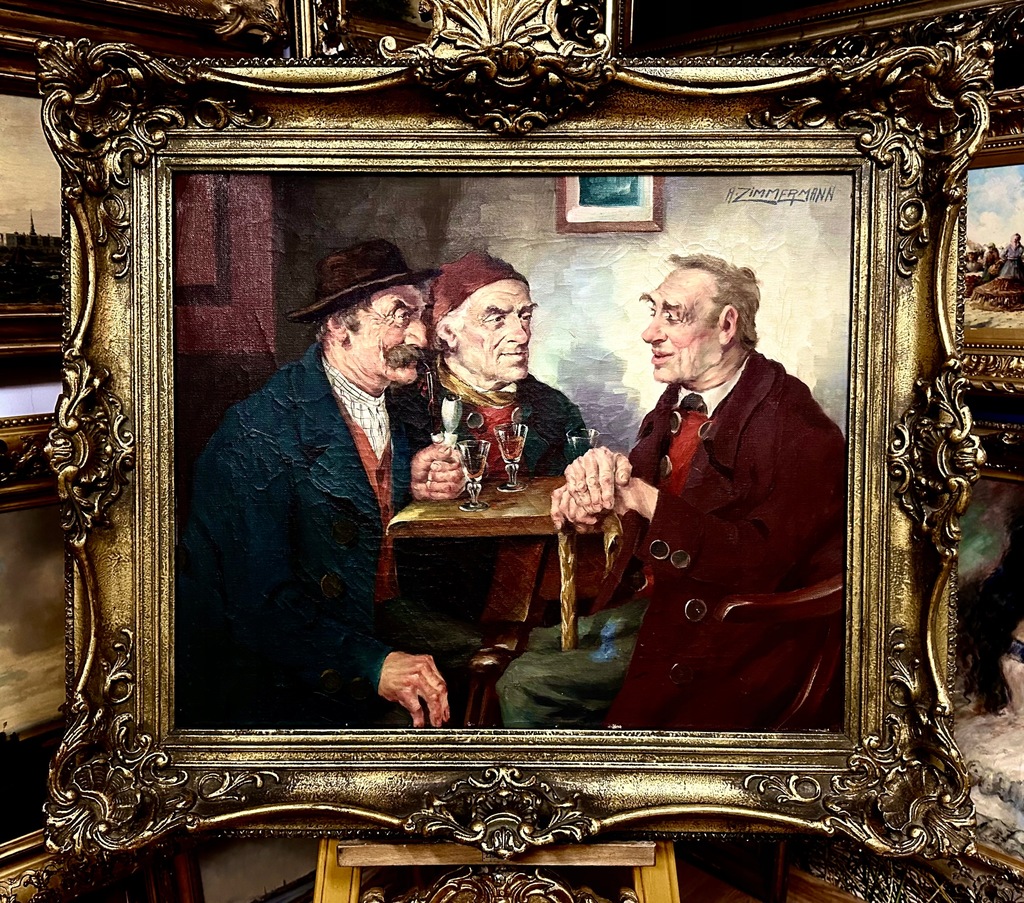 絵画　茶室用 Alfred ZIMMERMANN (1854 -1910) BARDZO CENNY OBRAZ I ZDOBIONA RAMA