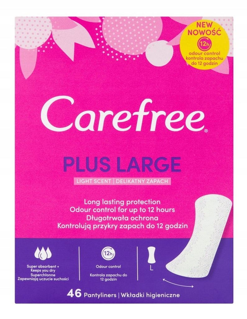 Carefree Plus Large Wkładki higieniczne 46 sztuk