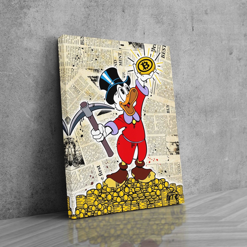 OBRAZ SKNERUS DONALD DISNEY BITCOIN PŁÓTNO 50x70 - 13685184492 - oficjalne  archiwum Allegro