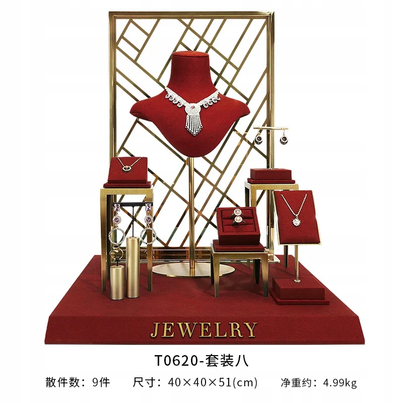 Jewelry display stand wine red jewelry props