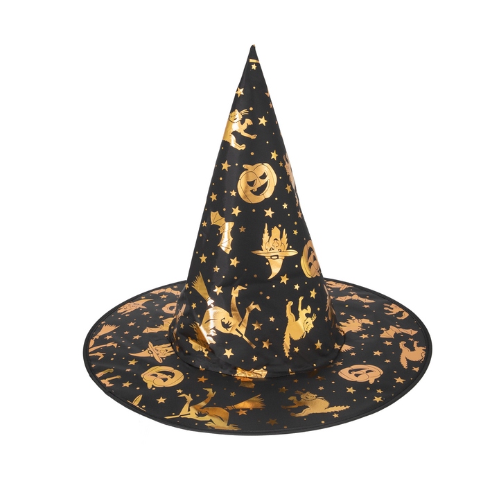 Czarno- złoty Kapelusz czarownicy na Halloween