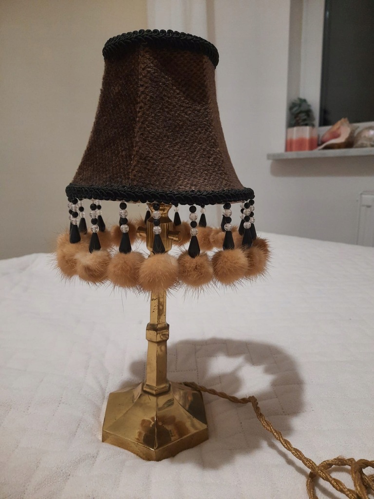 stara francuska lampka mosiężna z kloszem
