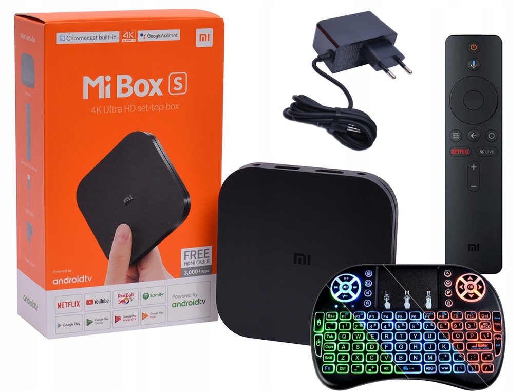 XIAOMI MI TV BOX S 4K SMART 8.1 PL + KLAWIATURA