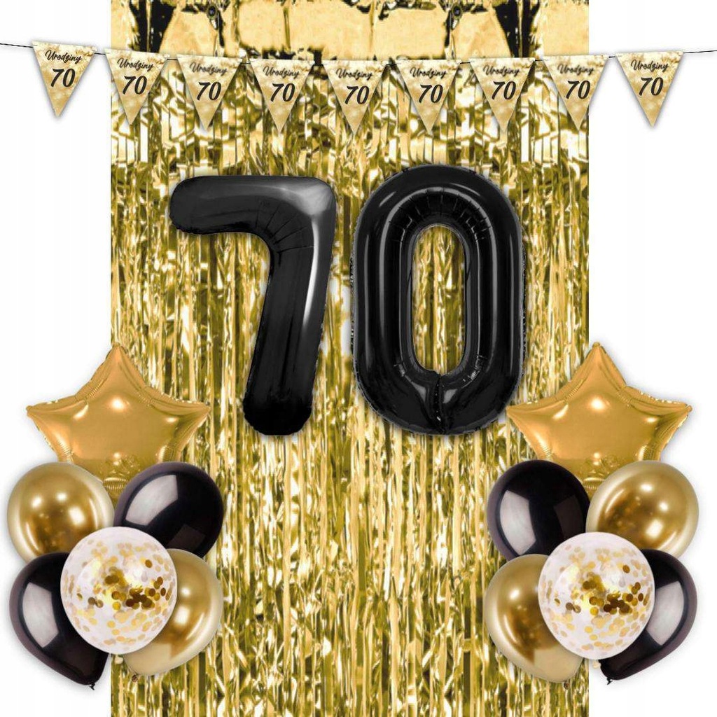 ZESTAW dekoracje 70 URODZINY ZŁOTY rocznica