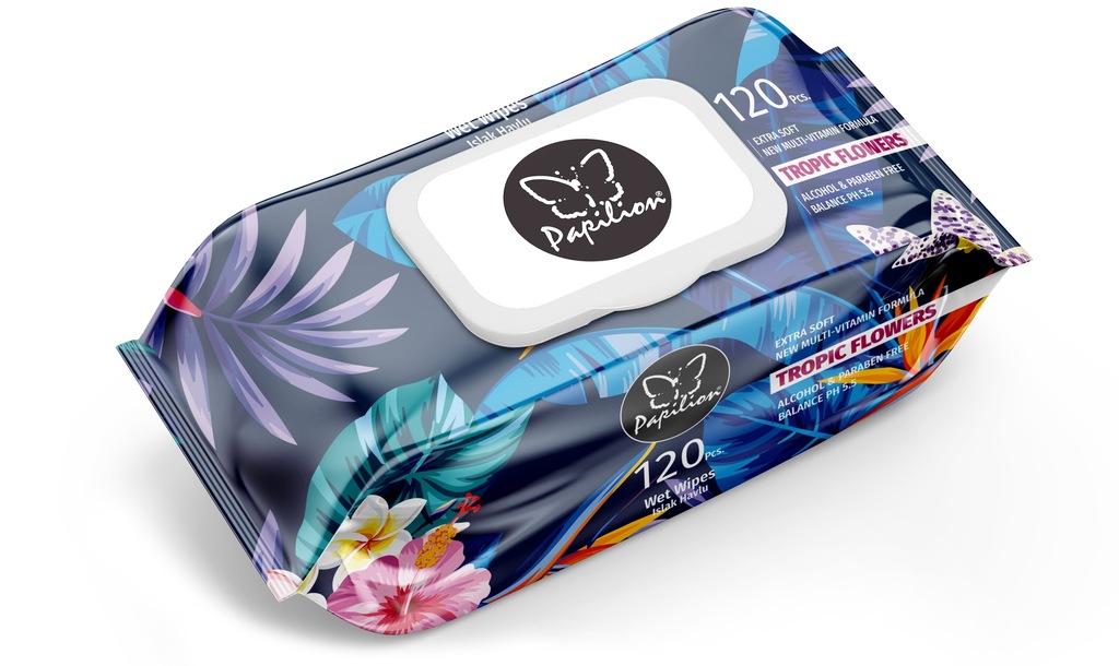 PAPILION CHUSTECZKI NAWILŻANE TROPIC FLOWERS 120 szt