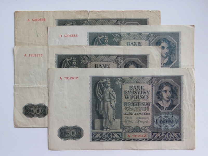 50 złotych 1941 x 4   serie A oraz D   dla WOŚP