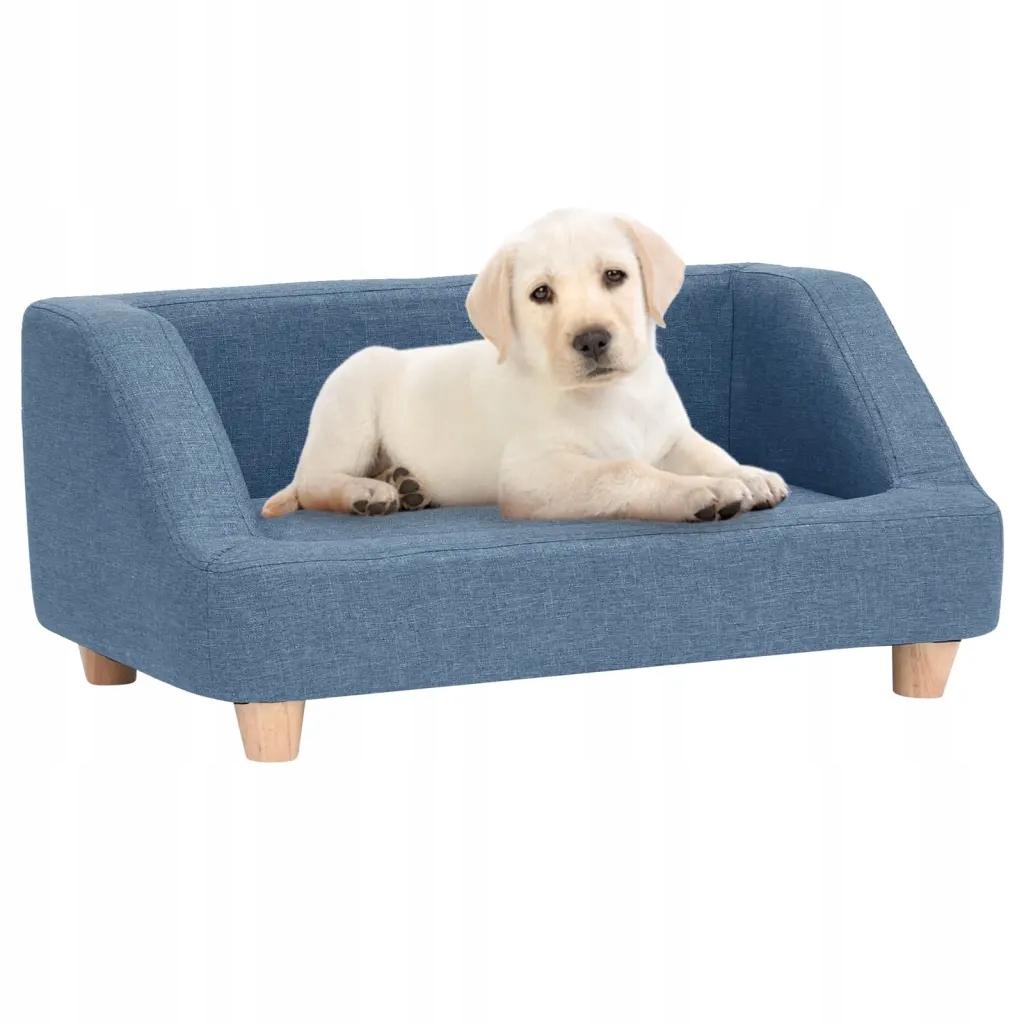 Sofa dla psa, niebieska, 95x63x39 cm, lnian