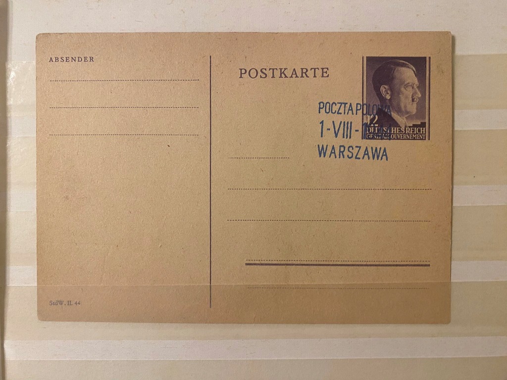 Poczta powstancza kartka 1944r
