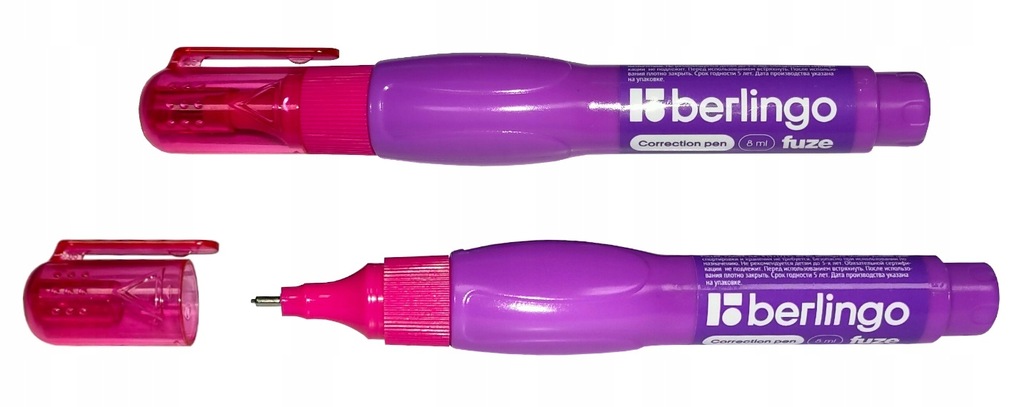 KOREKTOR SZKOLNY W PIÓRZE DŁUGOPISIE FUZE 8ml BERLINGO MIX KOLORÓW