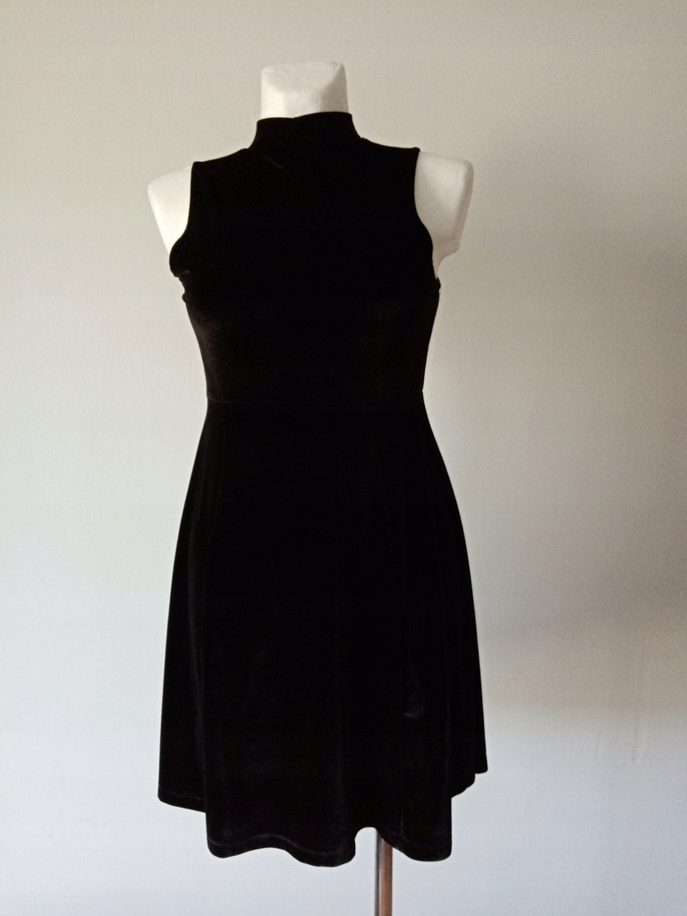 asos welurowa czarna sukienka goth vintage retro M