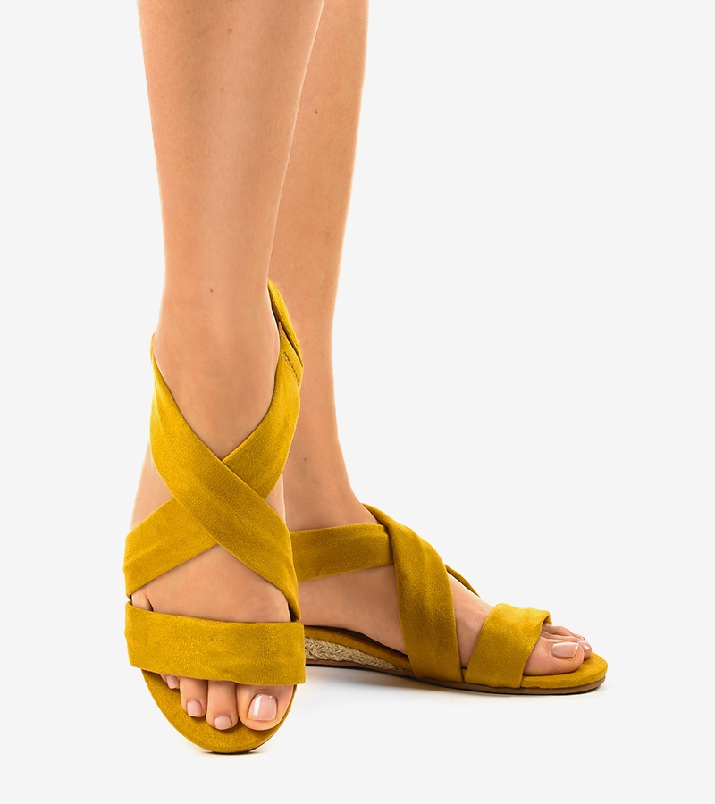 Купить Желтые замшевые босоножки, женская обувь 9R72 38: отзывы, фото, характеристики в интерне-магазине Aredi.ru