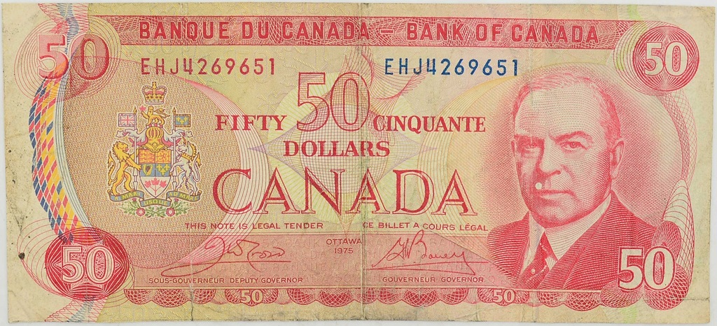 20.di! Canada, 50 Dolarów 1975 rzadki, St.3/3+