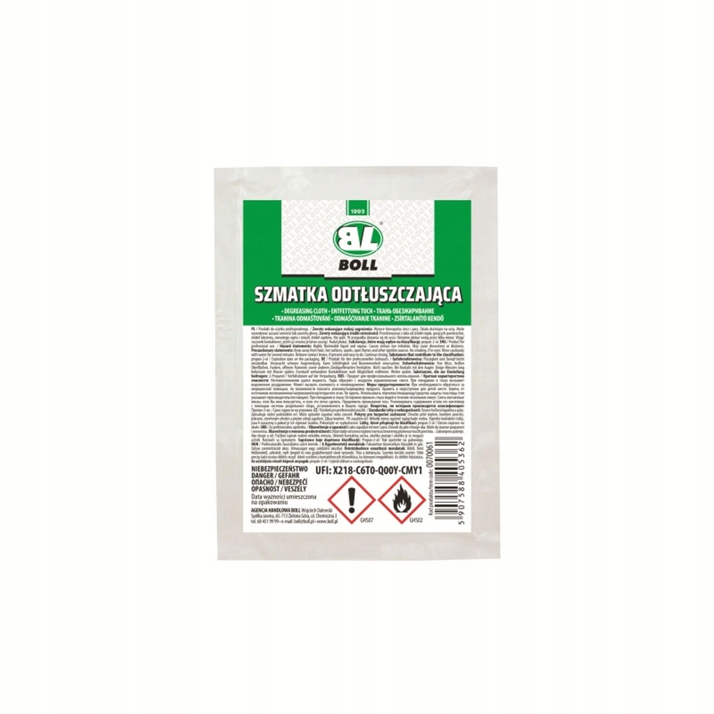 SZMATKA ODTŁUSZCZAJĄCA DO MONTAŻU SZYB S Szmatka odtłuszczająca Boll