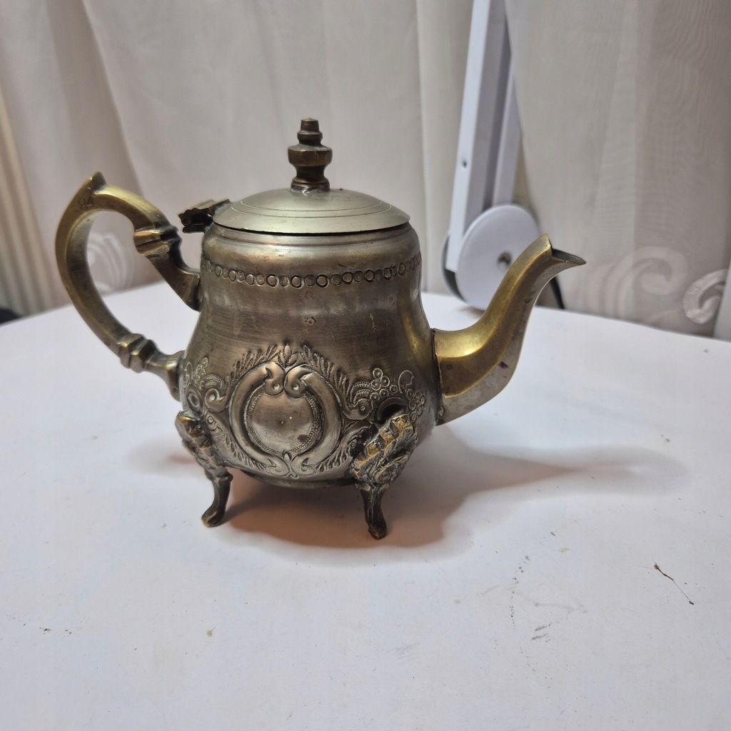 Bardzo stary platerowany imbryk numerowany z puncą (23