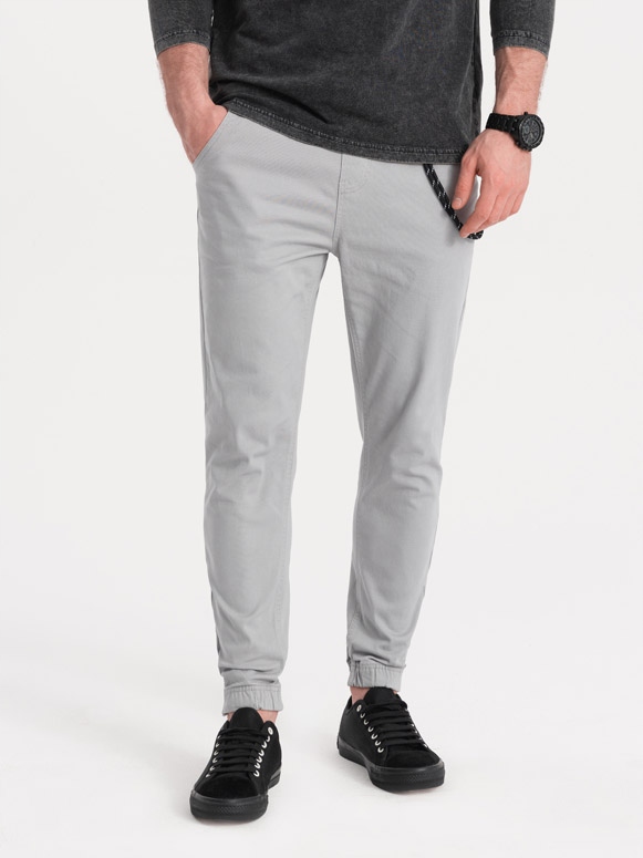 Spodnie męskie joggery P908 light grey L defekt