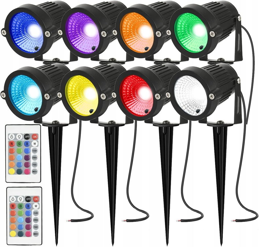 Lampa ogrodowa AHOTSUK 5W LED, IP66, RGB, wbijana, zestaw 8 szt., klasa G