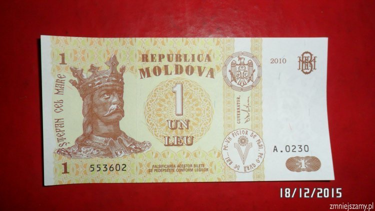 Mołdawia banknot 1 Leu dla WOŚP