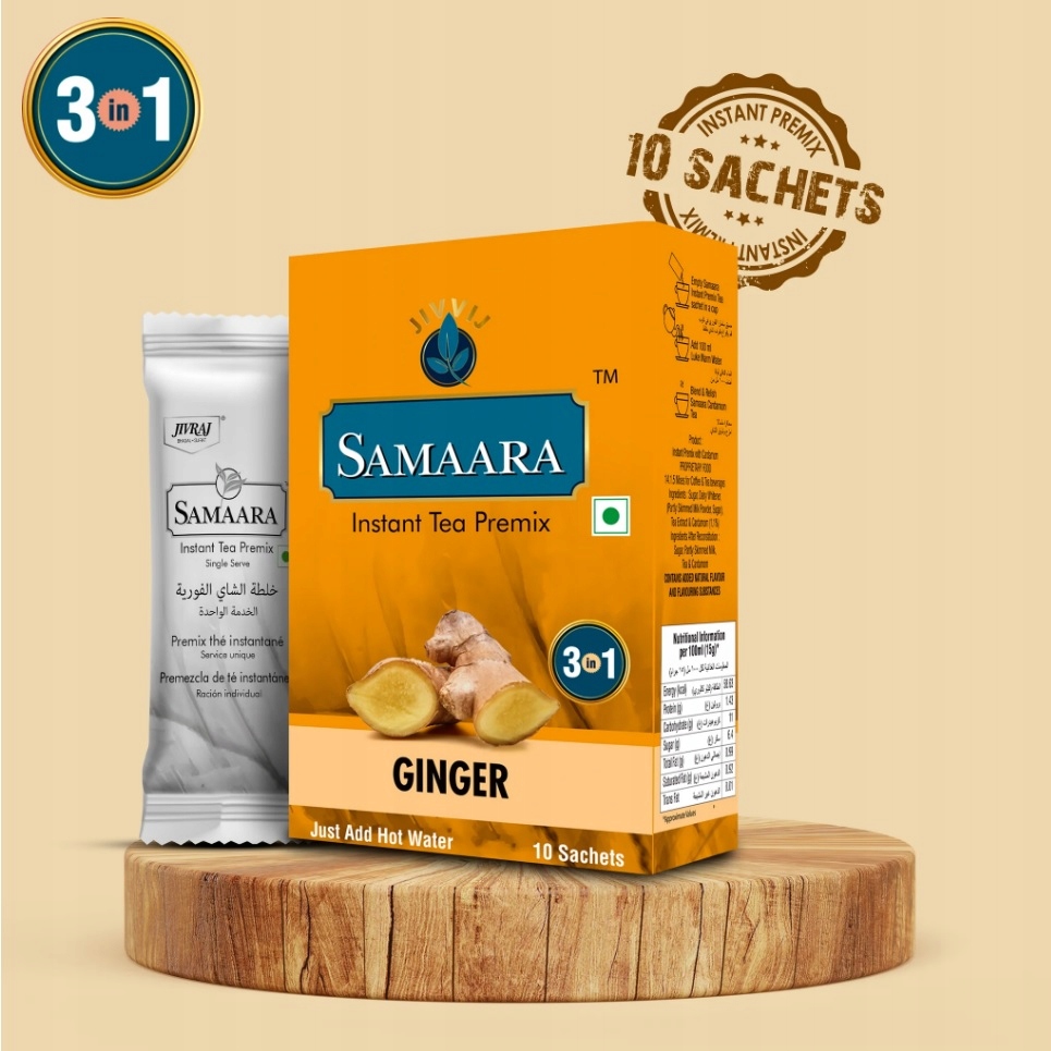 Samaara Instant Tea PremixGinger Flavour-herbara czarna z imbirem 10Sachets