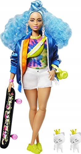 Mattel - Barbie Extra Doll, Blue Curly Hair GW