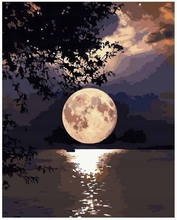 Malowanie po numerach -- Księżyc nad wodą 40x50 cm
