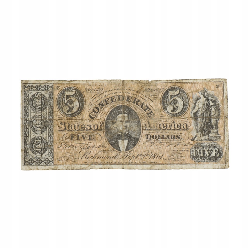 USA 5 $ Confederate States of America 1861 kopia