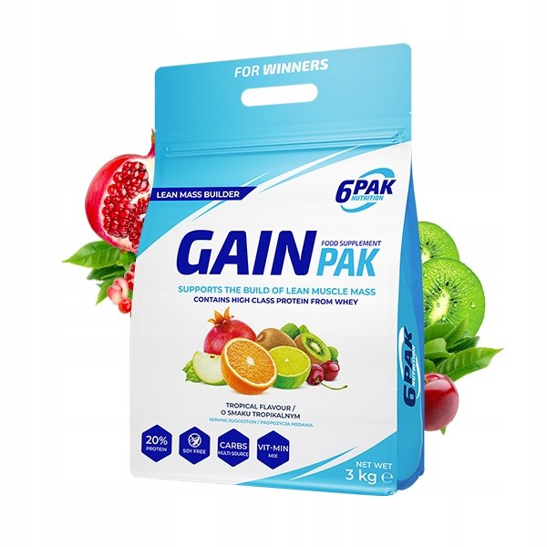 6PAK Nutrition Gain PAK - 3kg / Truskawka