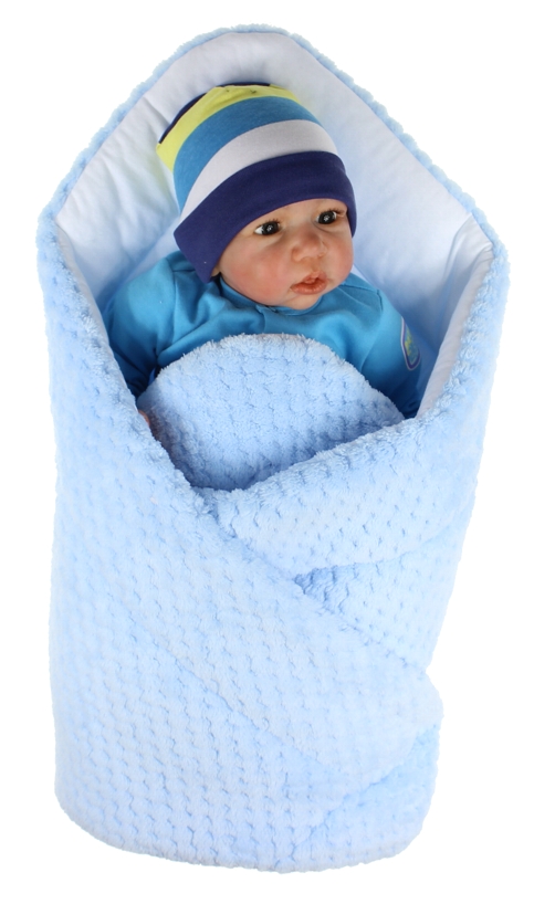 DuetBaby Becik rożek jacquard bawełna SOFT BLUE