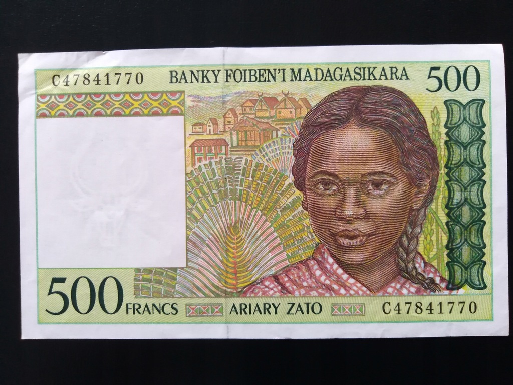 Madagaskar 500 Franków 1994 r. Rzadki Banknot !!!