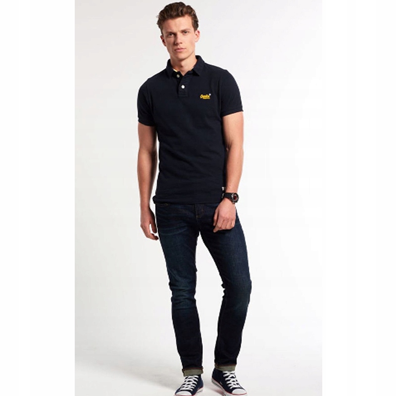 Superdry Classic Pique Navy Polo Slim Fit rL
