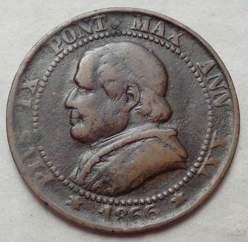 WATYKAN - 1 Soldo - 1866 - Pius IX