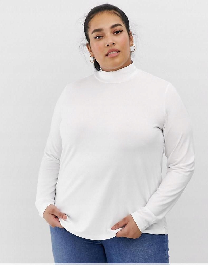 ASOS CURVE__XDI BIAŁA BLUZKA Z PÓŁGOLFEM__XXL