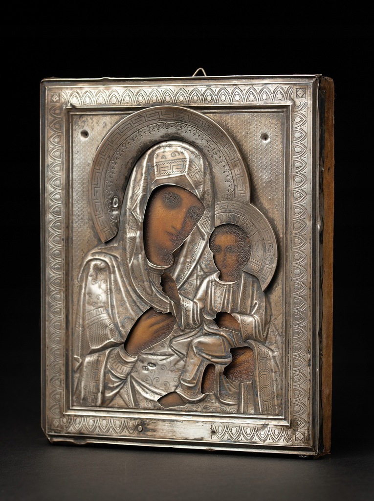 Ikona Matka Boża HODEGETRIA, srebro pr. 84, Moskwa pocz. XX w.